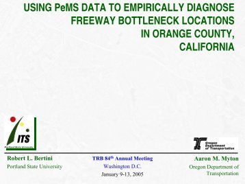 Using PeMS Data to Empirically Diagnose Freeway Bottleneck ...