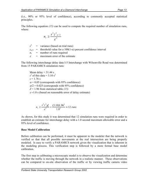 D R A F T Application of PARAMICS Simulation At a Diamond ...