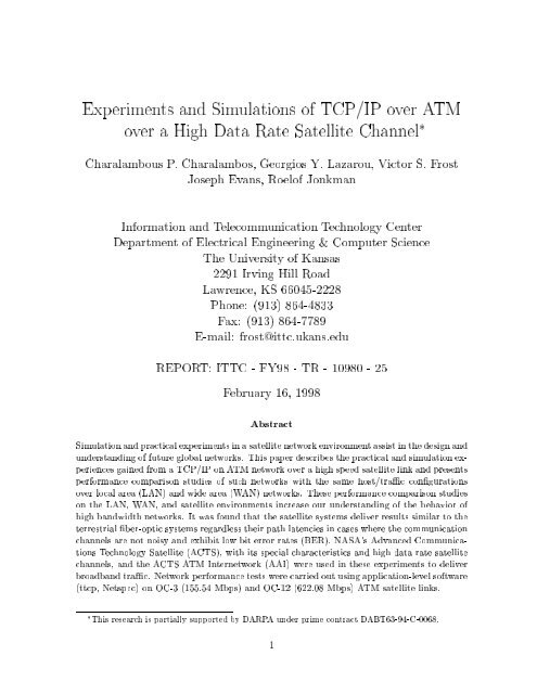 Experiments and Simulations of TCP/IP Over ATM Over a High Data ...