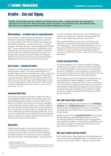 Kredite A Zins Und Tilgung