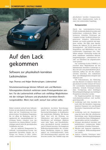 "Auf den Lack gekommen" - Software zur physikalisch korreken ...