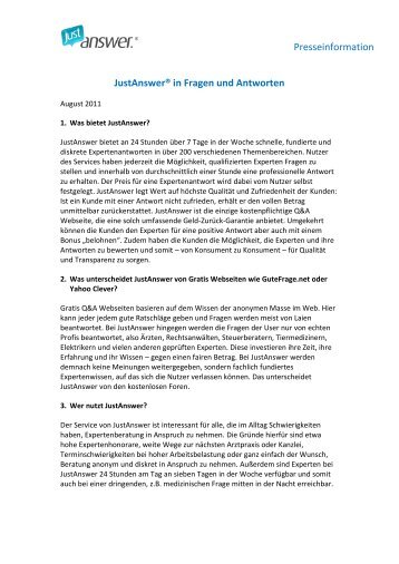 JustAnswerÂ® in Fragen und Antworten - Emediarelease.de