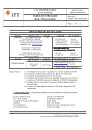 INBOUND FREIGHT ROUTING GUIDE - ITT Cannon