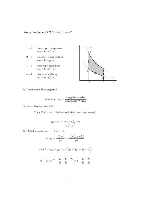 Lösung Aufgabe 6.2.2 ”Otto-Prozess” 1 − 2 isentrope Kompression ...