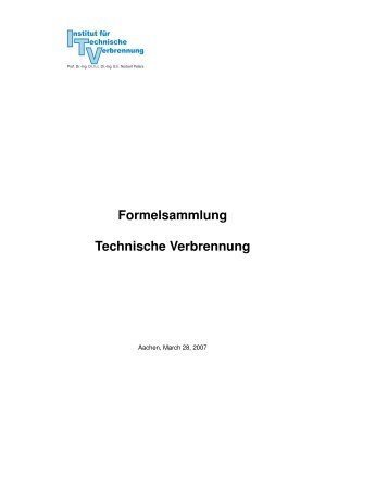 Formelsammlung Technische Verbrennung - Institut für Technische ...