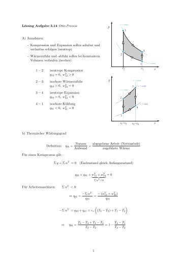 Lösung Aufgabe 3.14 Otto-Prozess A) Annahmen: - Kompression ...