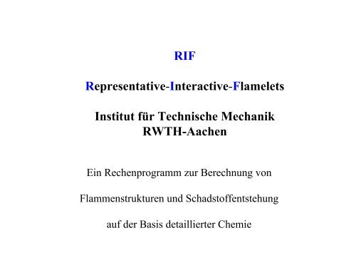 Flamelet-Gleichungen - Institut für Technische Verbrennung