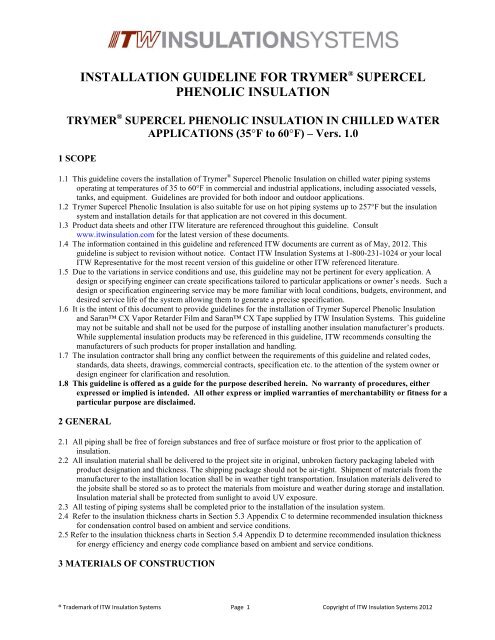 installation guideline for trymer Â® supercel phenolic insulation