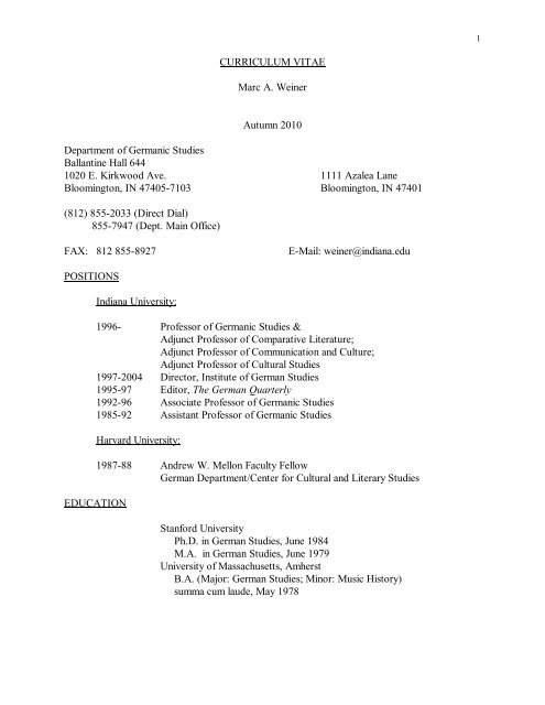 CURRICULUM VITAE - Indiana University