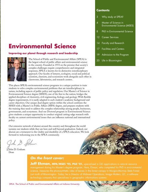 Graduate Programs in Environmental Science - Indiana University