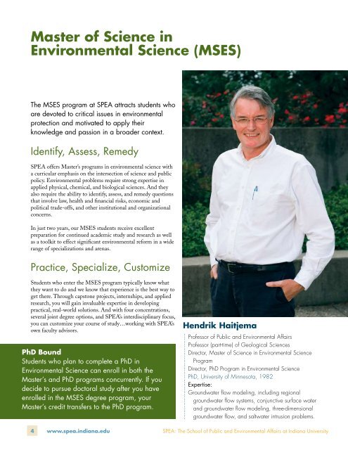 Graduate Programs in Environmental Science - Indiana University