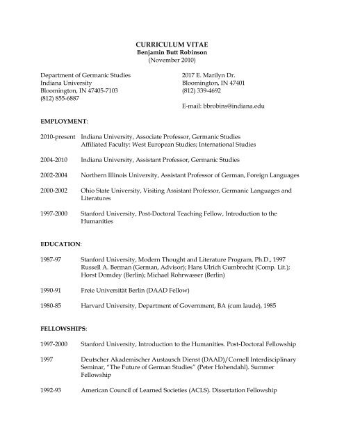 CURRICULUM VITAE - Indiana University