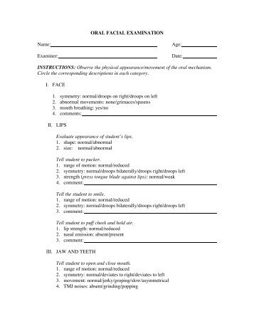 Oral Peripheral Examination Form 33