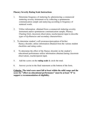 Fluency Severity Rating Scale Instructions 1. Determine frequency of ...