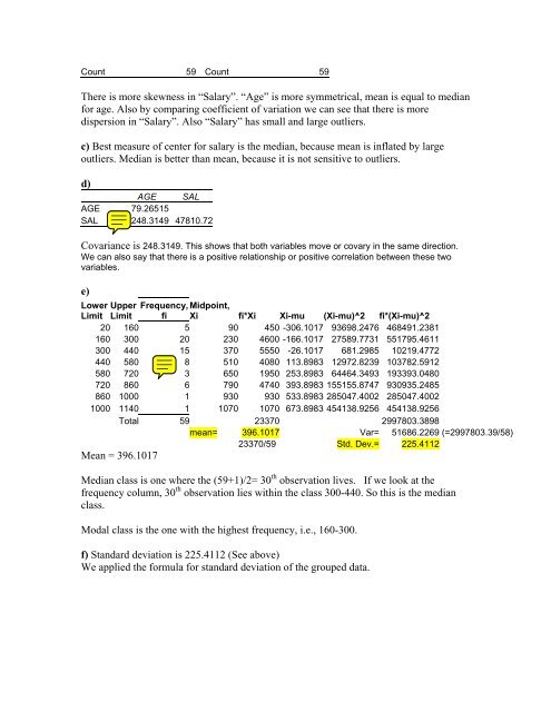 Answer Key Sample 2 1) a) Histogram for Salary Histogram for Age ...