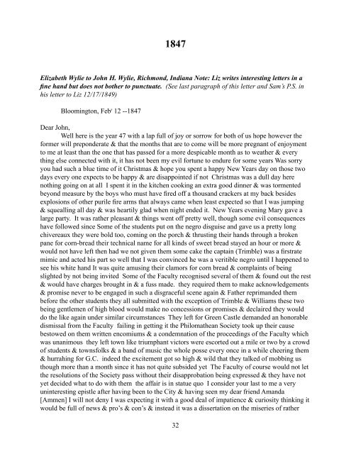 The Andrew Wylie Family Letters - Indiana University Bloomington
