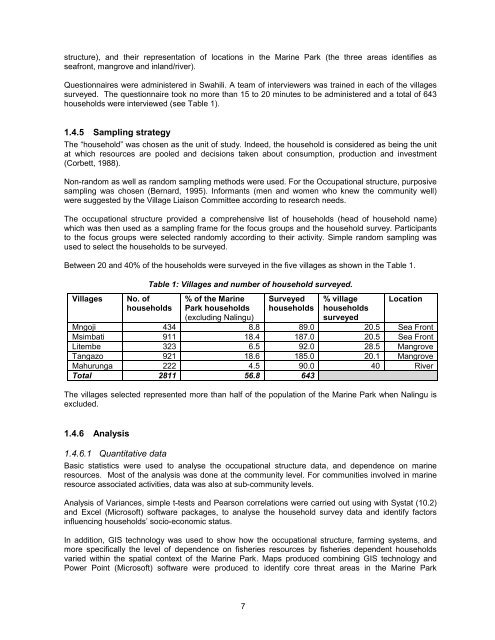 a socio-economic baseline assessment of the mnazi bay - IUCN