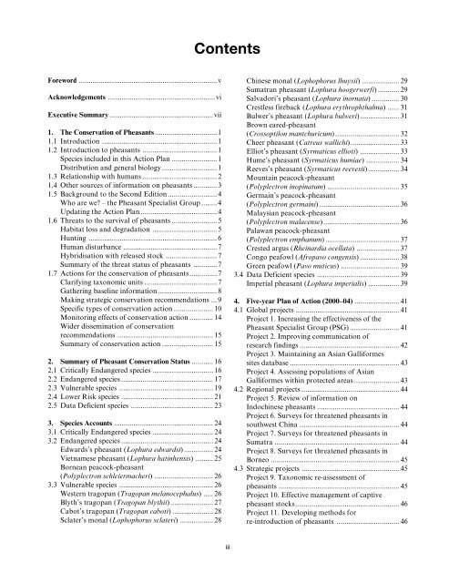 Pheasants: Status Survey and Conservation Action Plan ... - IUCN