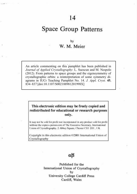 14 Space Group Patterns - International Union of Crystallography