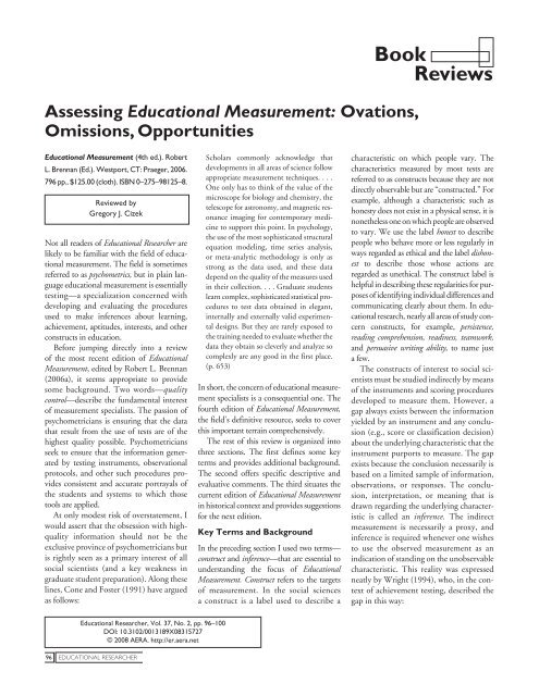 Book Reviews Assessing Educational Measurement: Ovations ...