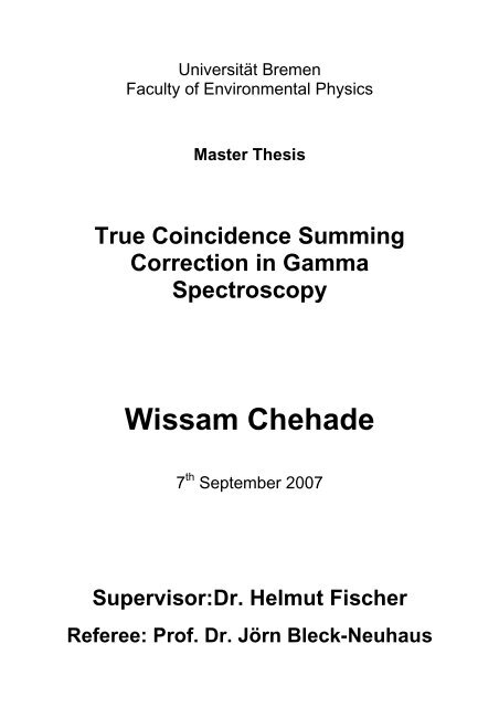 True Coincidence Summing Correction in Gamma Spectroscopy