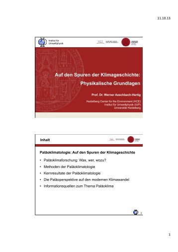 Auf den Spuren der Klimageschichte: Physikalische Grundlagen