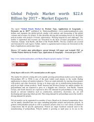 Global Polyols Market worth $22.4 Billion by 2017 – Market Experts 