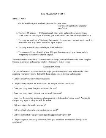 Essay test english