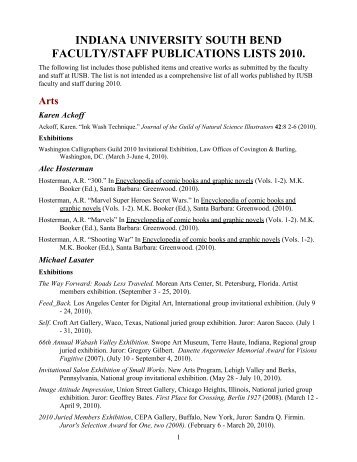 2010 Faculty Publications - Indiana University South Bend