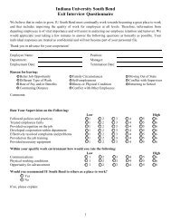 Indiana University South Bend Exit Interview Questionnaire