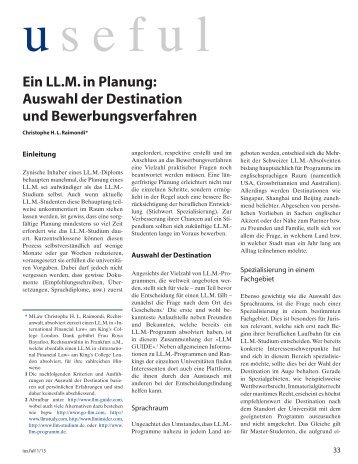 useful: Ein LL.M. in Planung: Auswahl der Destination und ... - ius.full