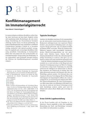 paralegal: Konfliktmanagement im ImmaterialgÃ¼terrecht - ius.full