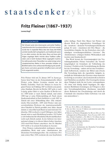 staatsdenkerzyklus: Fritz Fleiner - ius.full