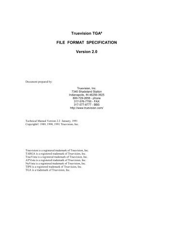 Truevision TGA, File Format Specification, Version 2.0 as - DCA