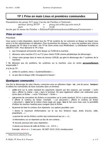 TP 1 Prise en main Linux et premiÃ¨res commandes - IUT d'Arles