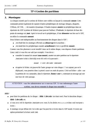 tp4 partitions - IUT d'Arles