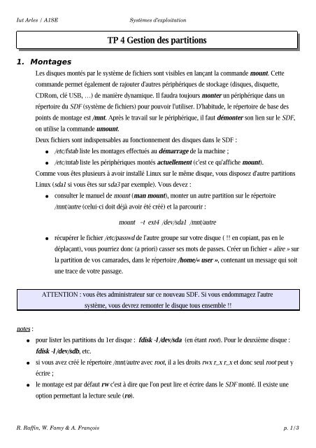 tp4 partitions - IUT d'Arles