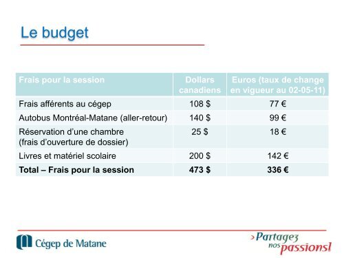 semestre 3 au Cegep de Matane