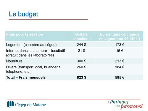 semestre 3 au Cegep de Matane