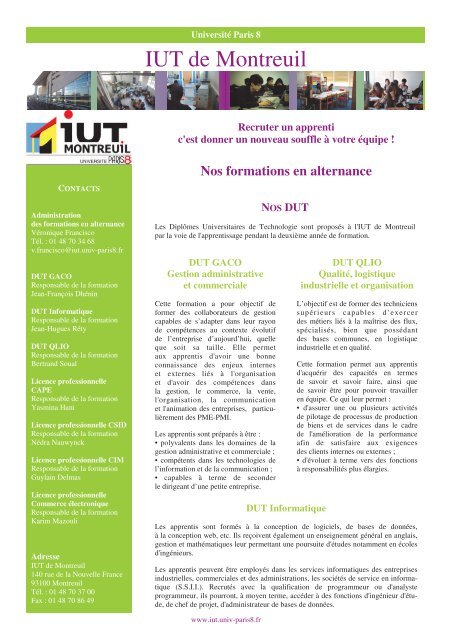 IUT de Montreuil - UniversitÃ© Paris 8