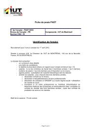 Fiche de poste PAST Identification de l'emploi - IUT de Montreuil