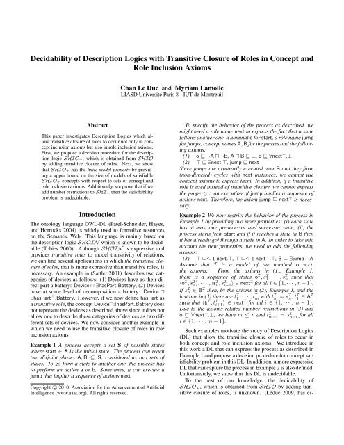 Decidability of Description Logics with Transitive Closure of Roles