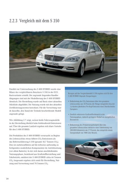 Umwelt-Zertifikat Mercedes-Benz S 400 HYBRID - Daimler