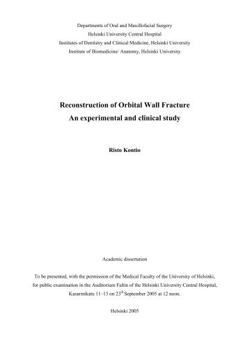 Reconstruction of Orbital Wall Fracture. An ... - E-thesis - Helsinki.fi