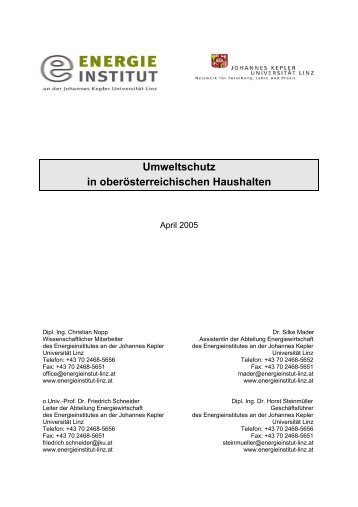 Umweltschutz in oberÃ¶sterreichischen Haushalten - IV OberÃ¶sterreich