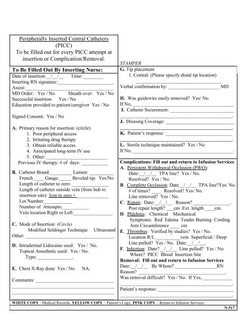 PICC Insertion Form - Home | IV-Therapy