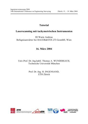 Tutorial Laserscanning mit tachymetrischen Instrumenten 16. MÃ¤rz ...