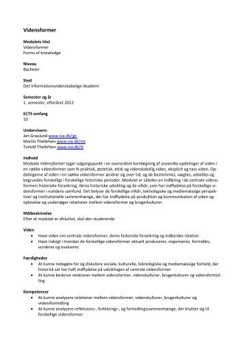 Vidensformer - Det Informationsvidenskabelige Akademi
