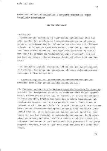 OVERLOAD '' _BETINGELSER Bj-rger HJOrland INDLEDNING - IVA