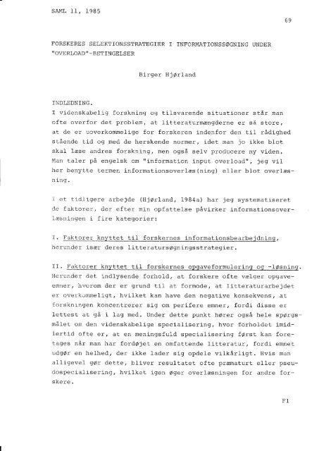 OVERLOAD '' _BETINGELSER Bj-rger HJOrland INDLEDNING - IVA